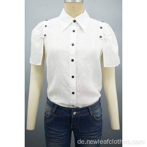 Neues Design Frauen Mode abnehmbare Ärmel weißes Hemd